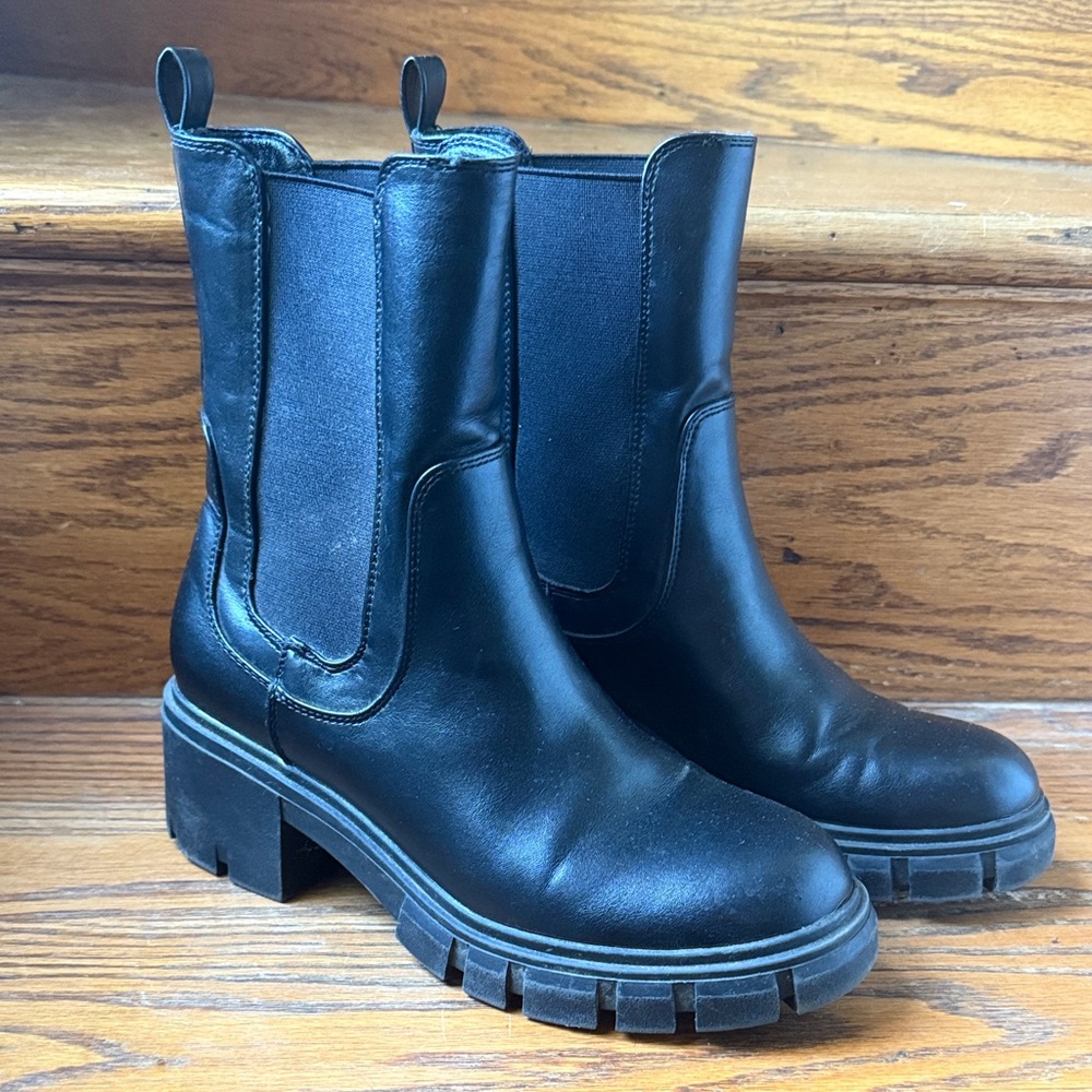 Black Leather Boots 6.5